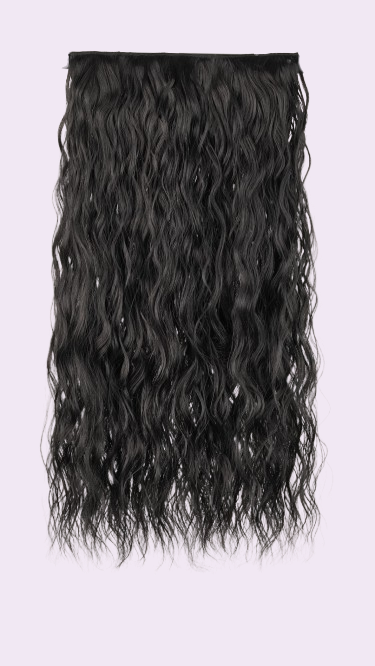 Crimp Wavy Quick Volume clip-in extension in black, one-piece