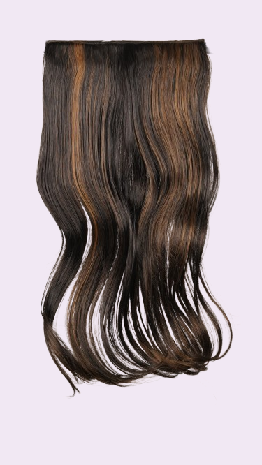 Blow Dry Wavy Quick Volume clip-in extension in gold highlights, one-piece