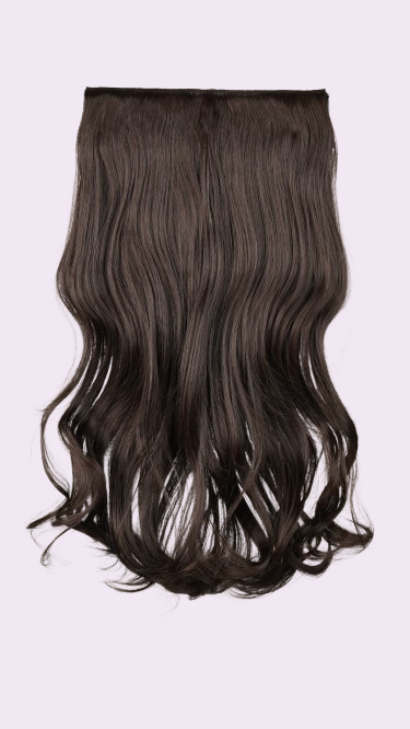 Natural Wavy Quick Volume clip-in extension in dark brown, one-piece
