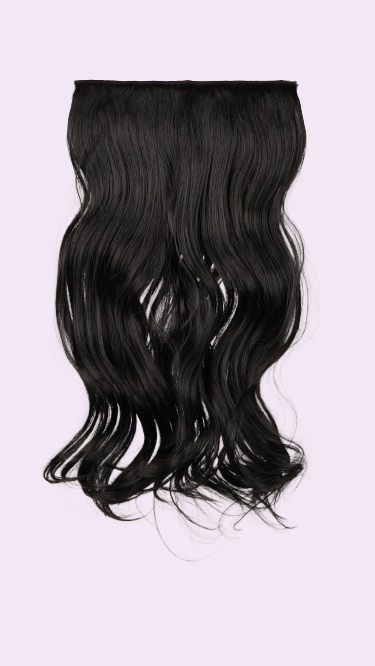 Natural Wavy Quick Volume clip-in extension in black, one-piece
