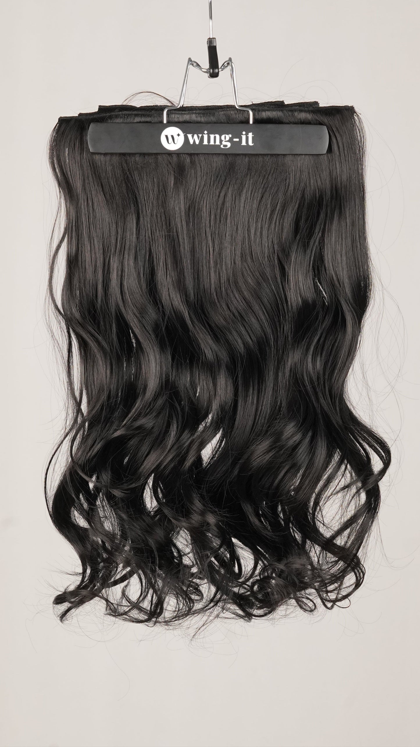Curly Total Volume clip-in hair extensions in black, five-piece set
