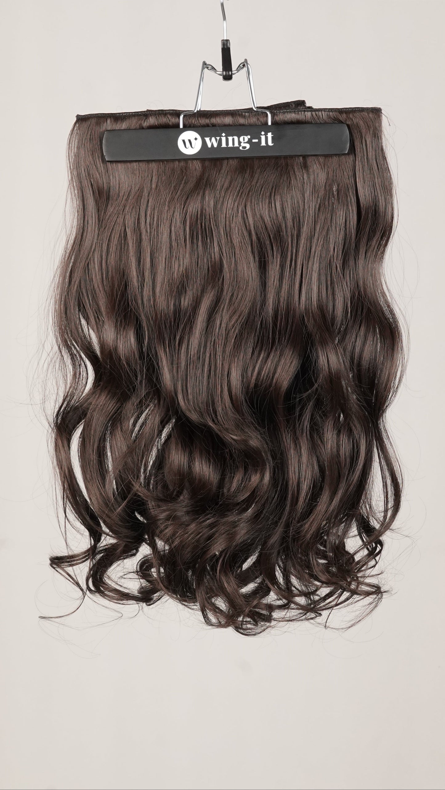 Curly Total Volume clip-in hair extensions in dark brown, five-piece set