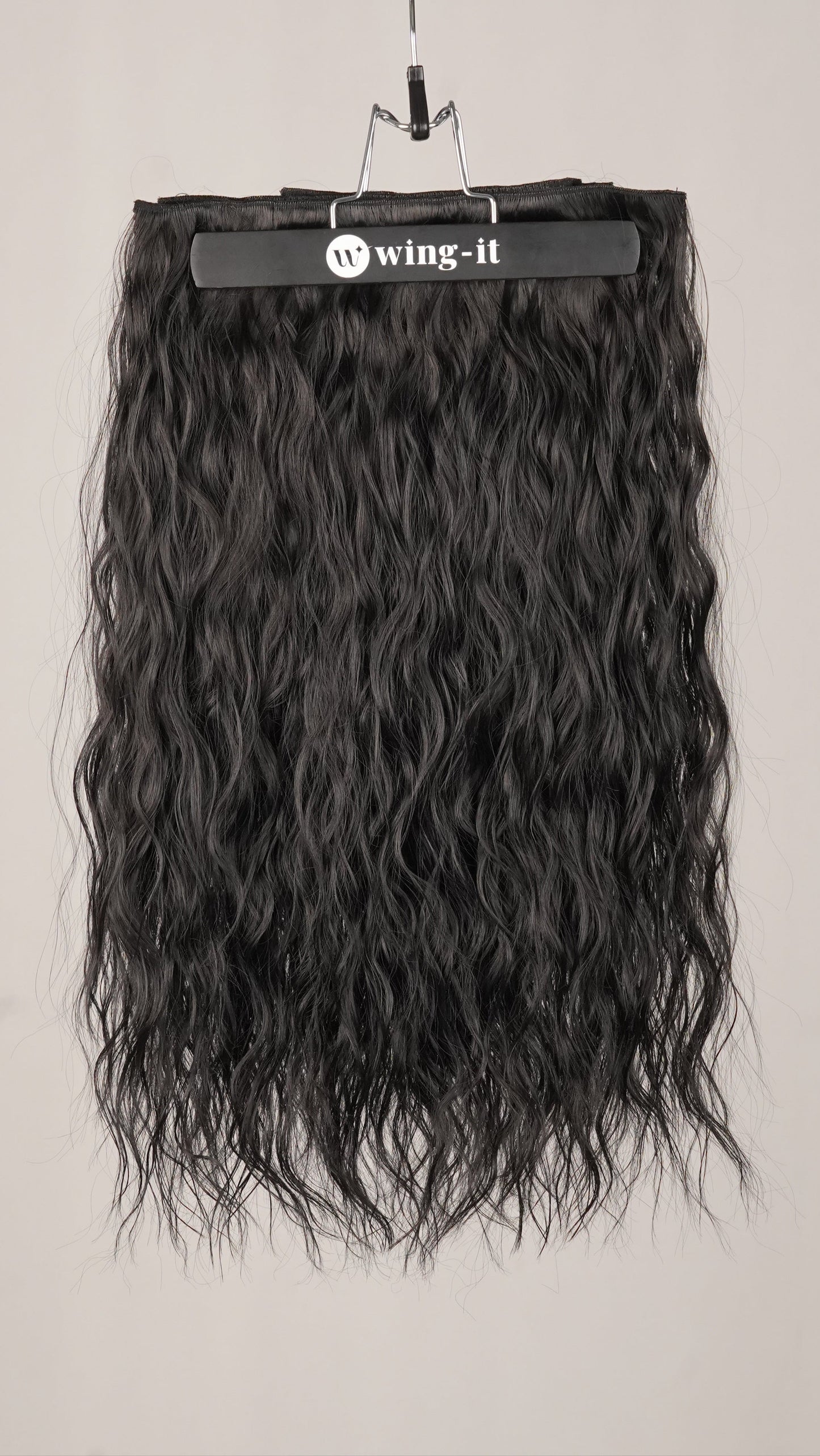 Crimp Wavy Total Volume clip-in hair extensions in black, five-piece