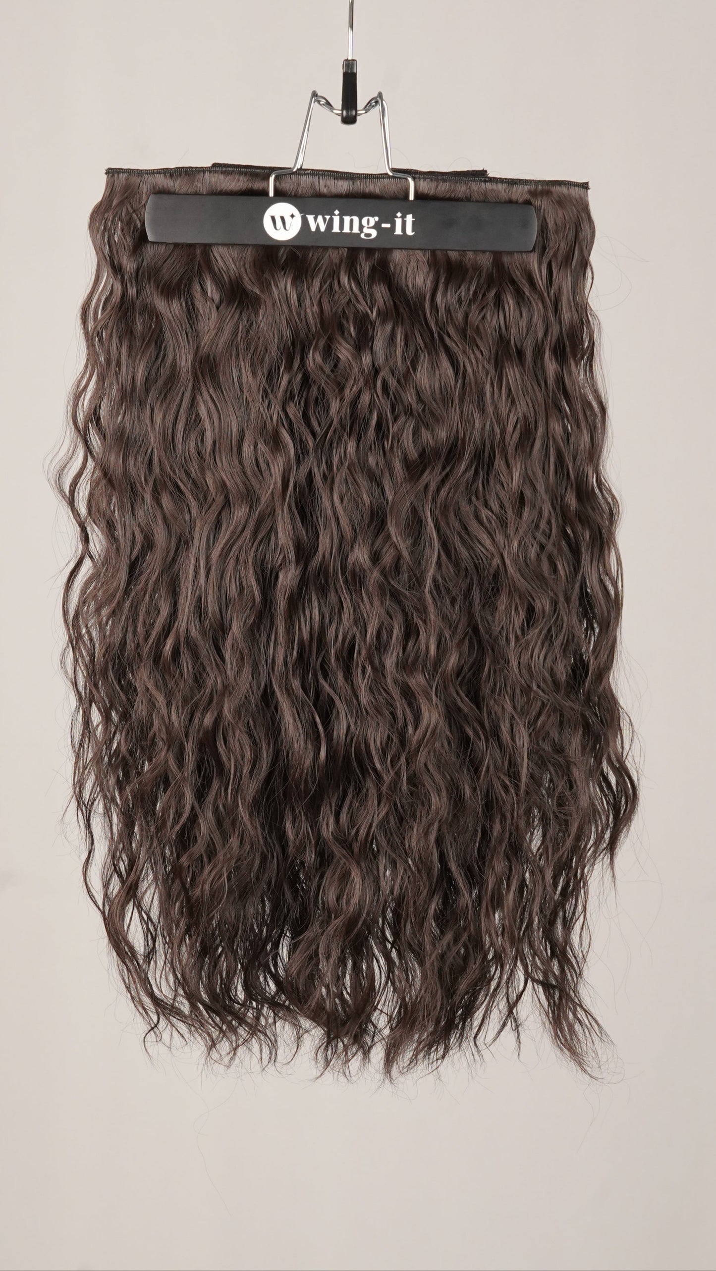 Crimp Wavy Total Volume clip-in hair extensions in dark brown, five-piece