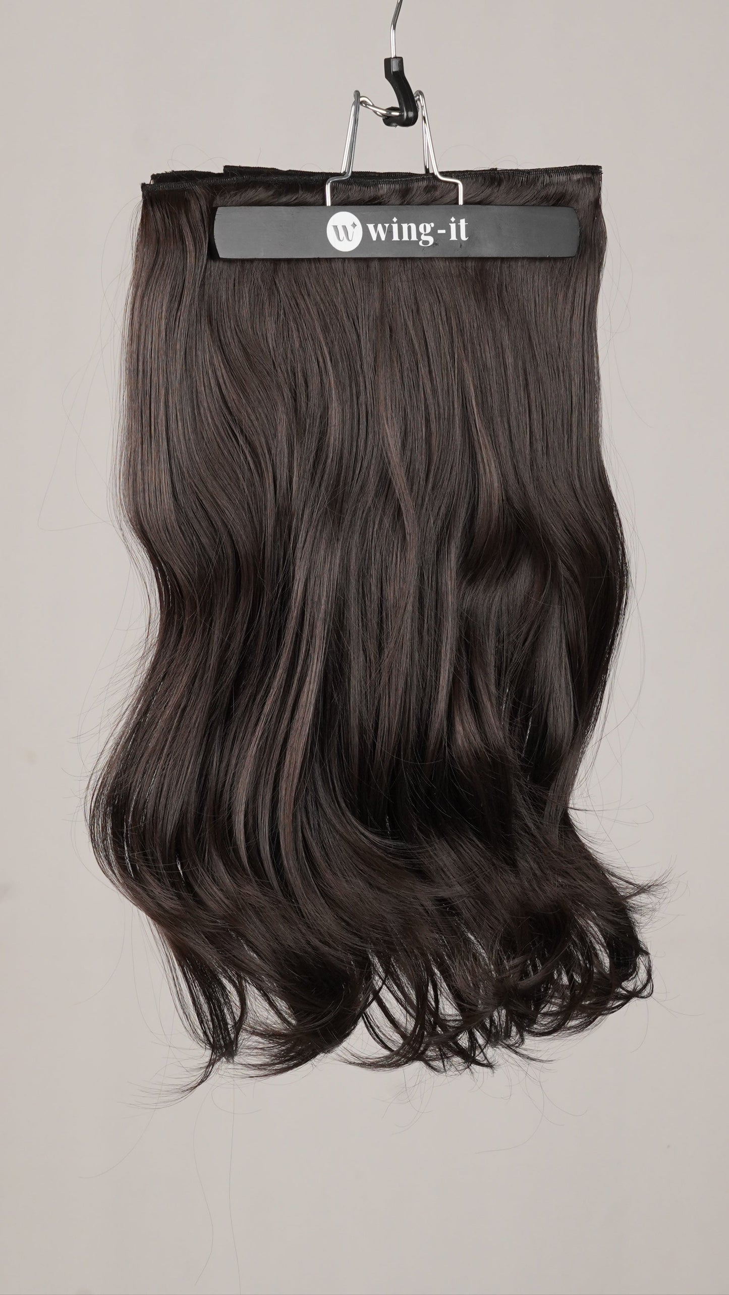 Blow Dry Wavy Total Volume clip-in extensions in dark brown, five-piece