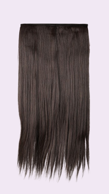 Straight Quick Volume clip-in extension in dark brown, one-piece