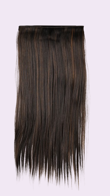 Straight Quick Volume clip-in extension in gold highlights, one-piece
