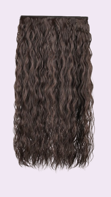 Crimp Wavy Quick Volume clip-in extension in dark brown, one-piece