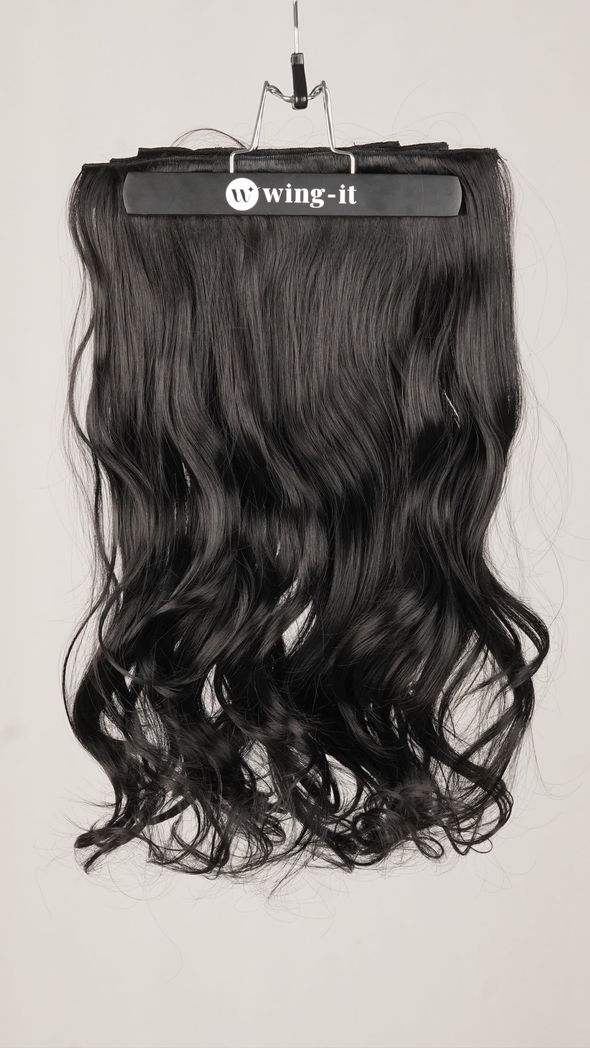 Curly Total Volume clip-in hair extensions in black, five-piece set