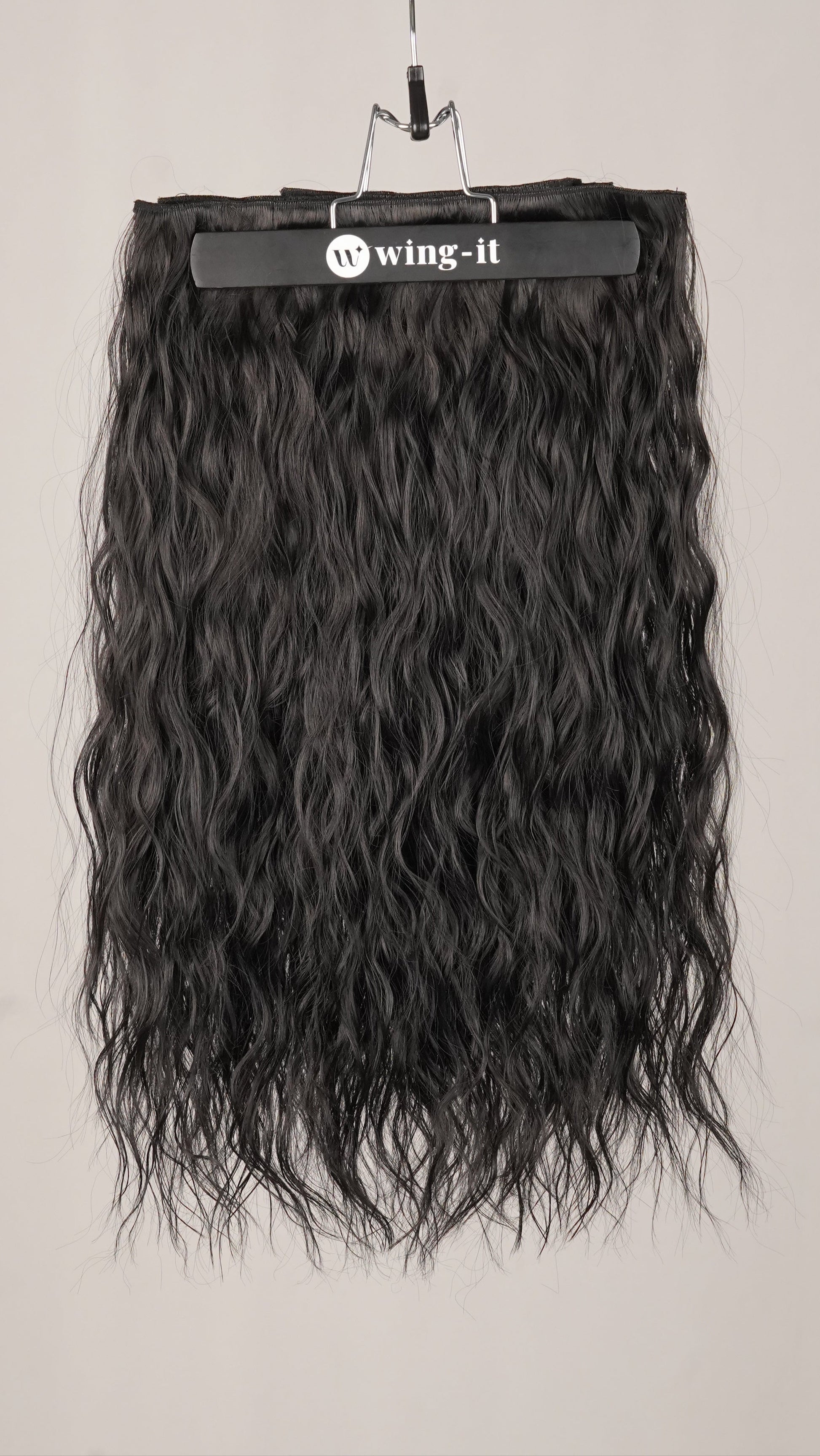Crimp Wavy Total Volume clip-in hair extensions in black, five-piece