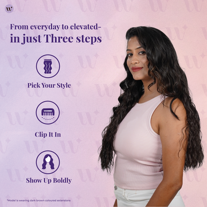 Crimped Wavy Clip-in Hair Extensions | Quick Volume